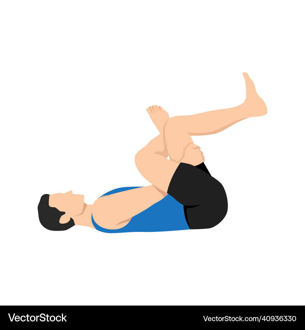 Man doing figure four stretch exerciseflat Vector Image