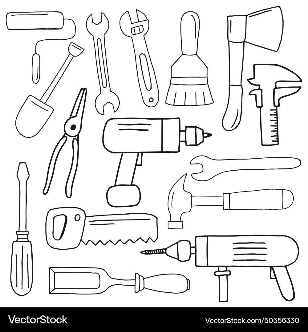 Various working tools different instruments Vector Image
