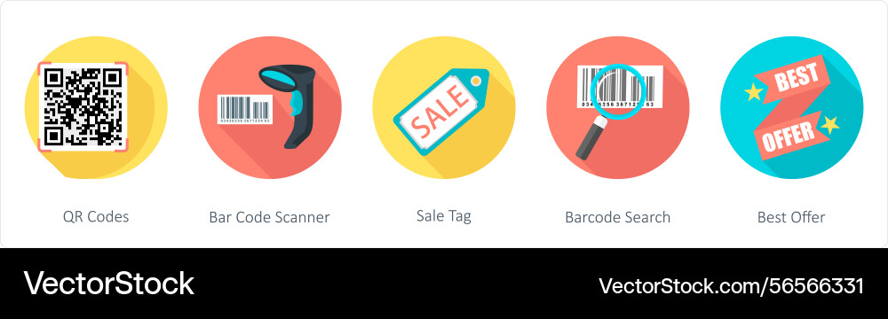A set of 5 shopping icons as qr codes bar code Vector Image