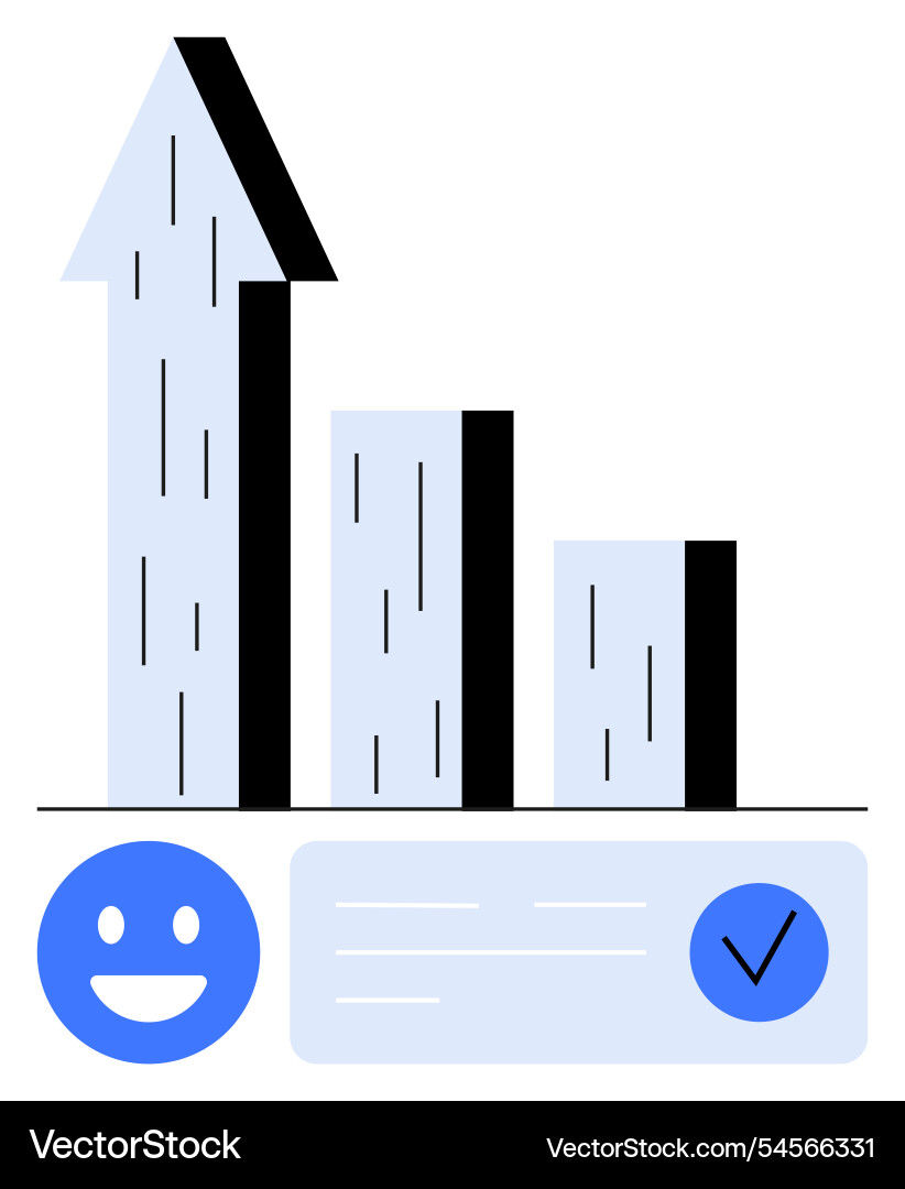 Bar chart with increasing columns blue arrow Bar chart with increasing columns blue arrow vector image