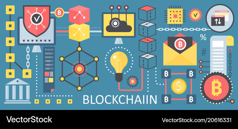 Bitcoin Blockchain Technology Vector Image