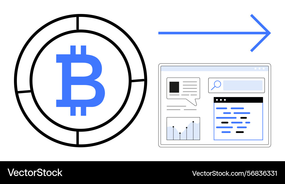 Bitcoin transaction concept with data dashboard Bitcoin transaction concept with data dashboard vector image