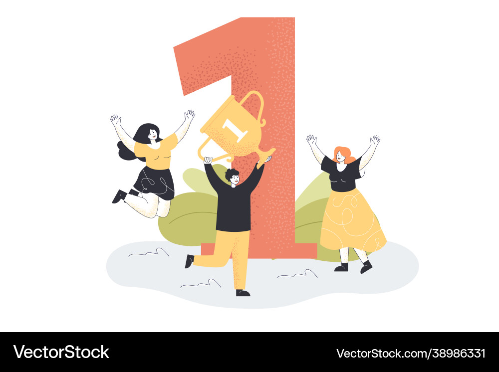Cartoon Geschäftsmann mit Trophäe feiern Cartoon Geschäftsmann mit Trophäe feiern vektorbild