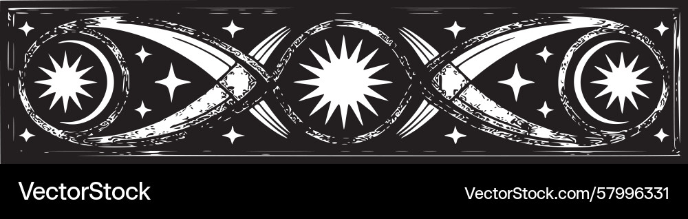 Celestial Star Border Pattern Vector Image