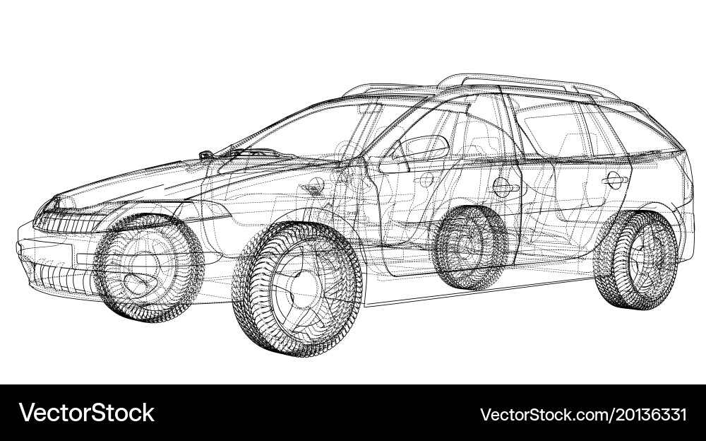 Concept car rendering of 3d Vector Image
