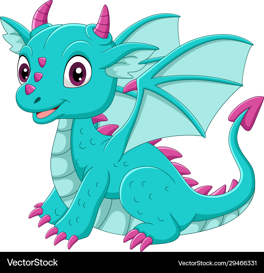Cute Cartoon Blue Dragon vector image