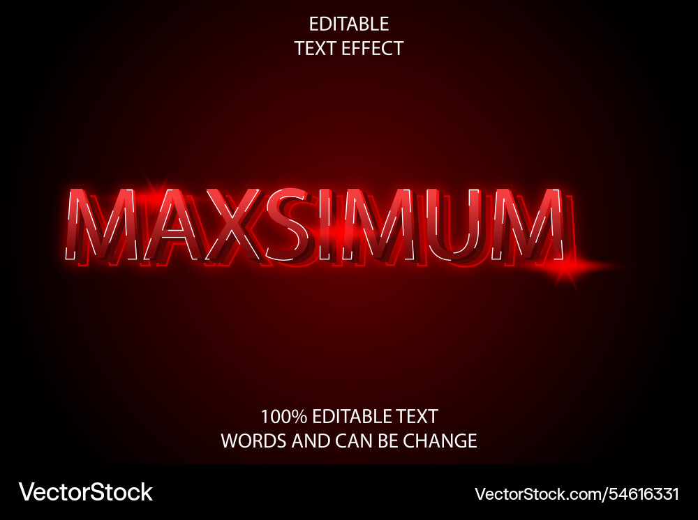 Editable text effect 3d emboss modern style vector image