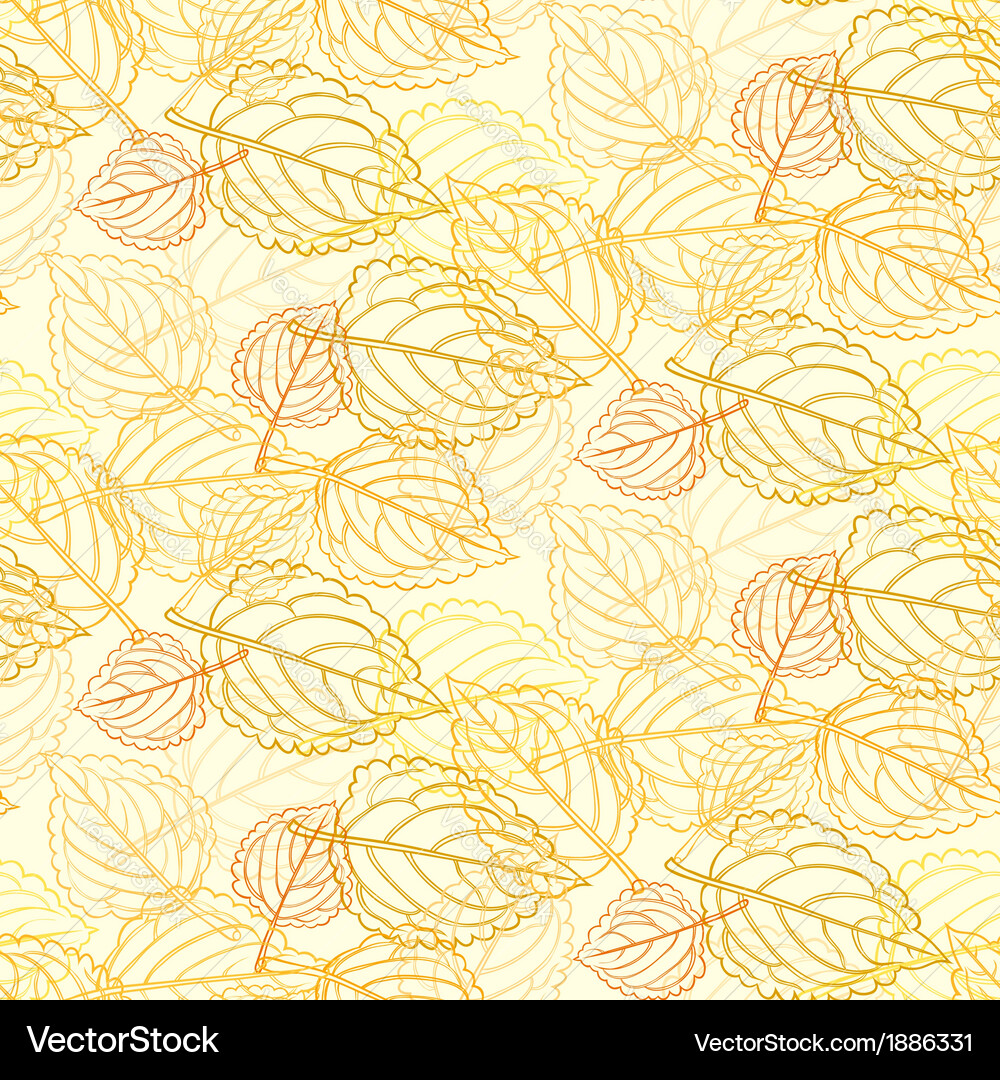 Elegant pattern with leafs drawn in thin lines Vector Image