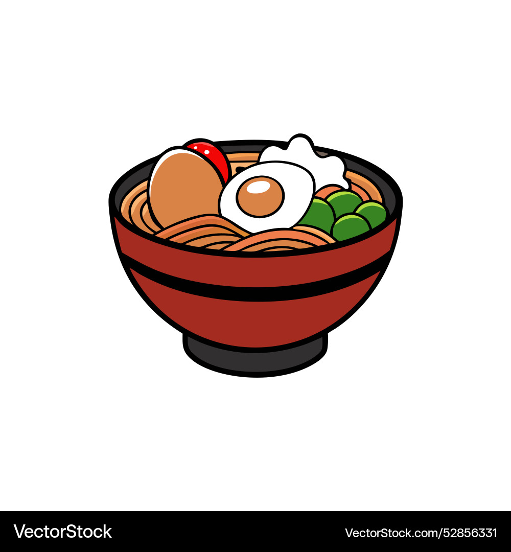 Isolated bowl of pork vegetable and egg ramen Isolated bowl of pork vegetable and egg ramen vector image