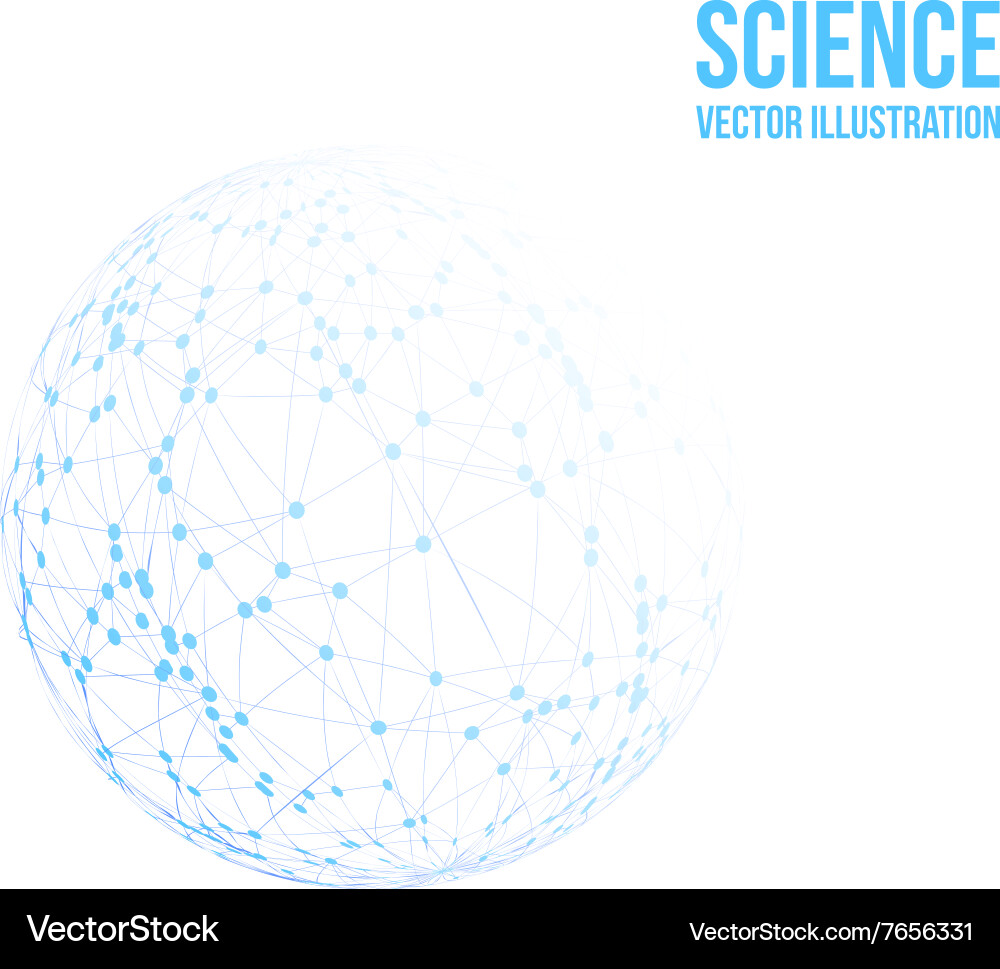 Sphere with connected lines and dots wireframe Vector Image