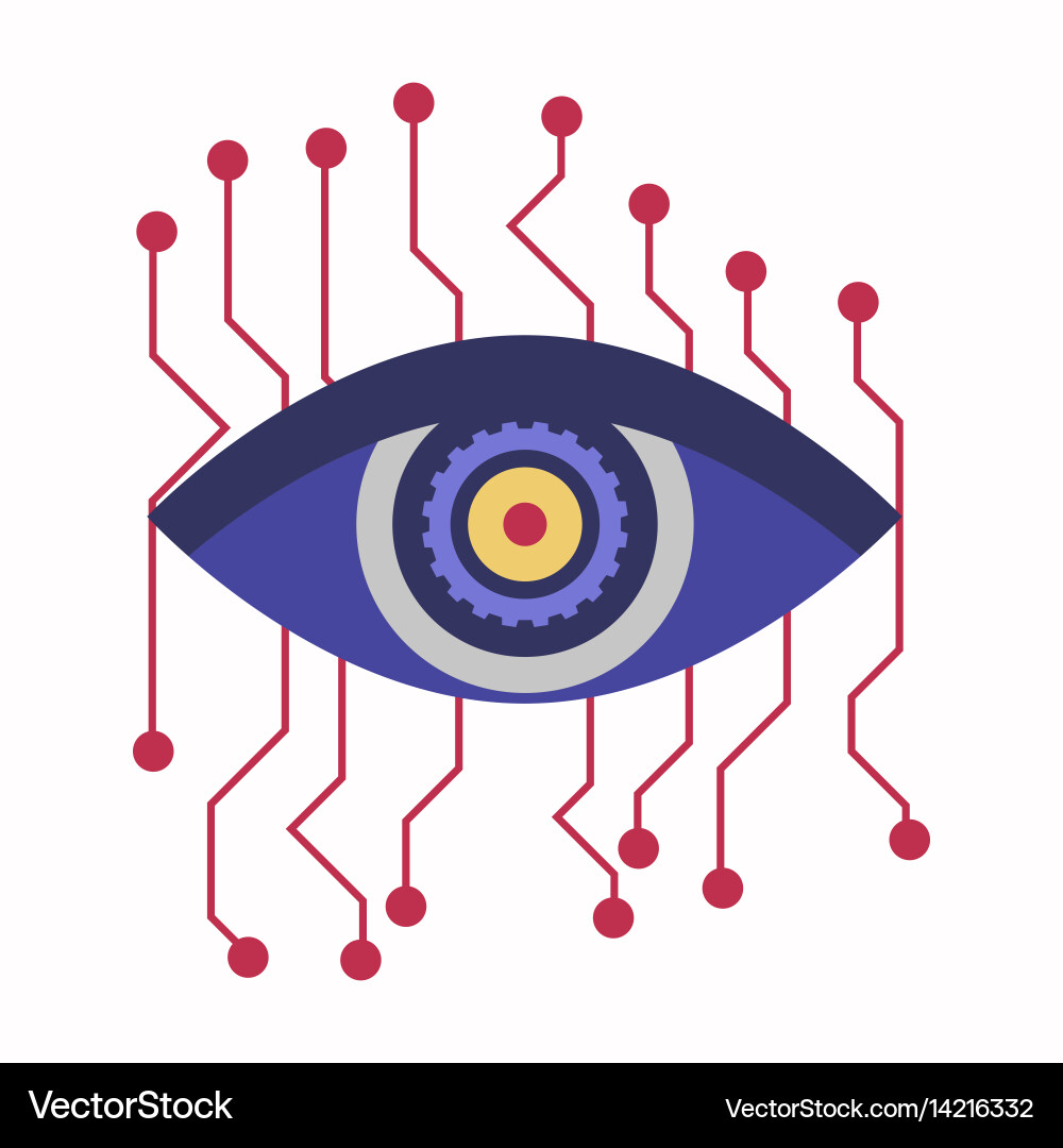 Artificial intelligence eye with connection points Vector Image