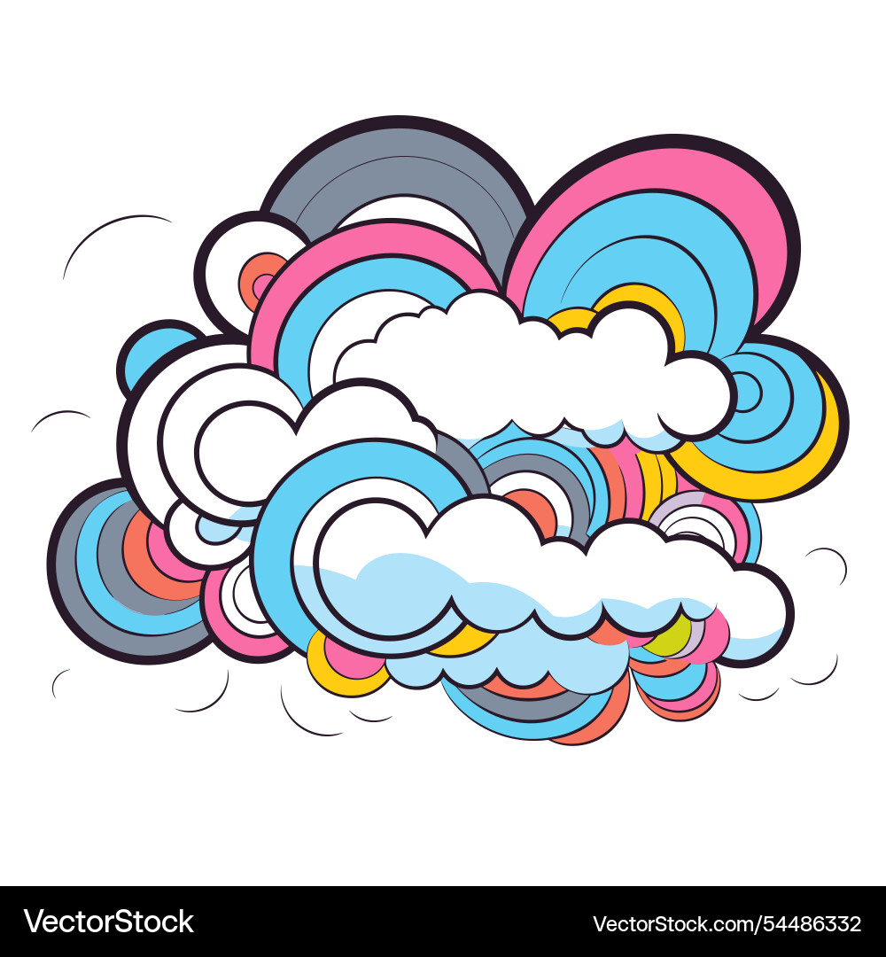 Colorful abstract clouds with playful patterns Vector Image