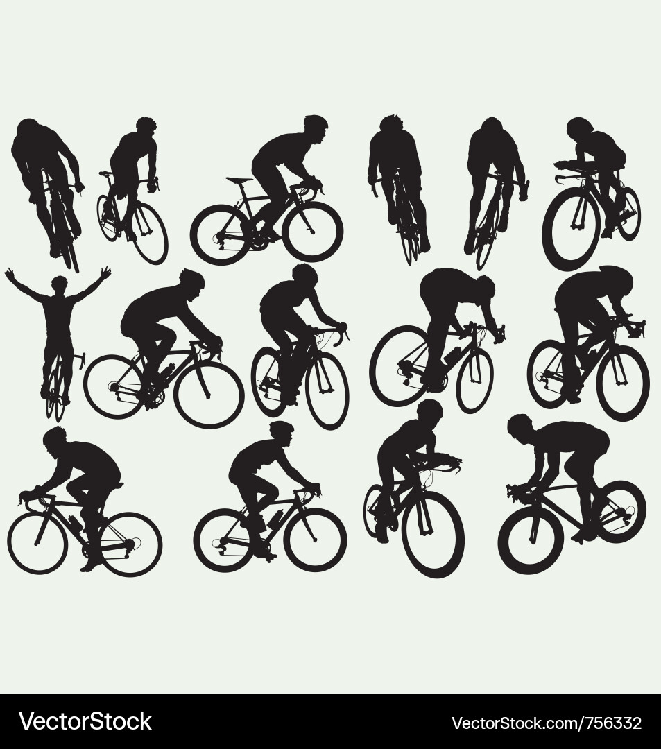 Competitive Road Cycling Silhouettes Vektorbild