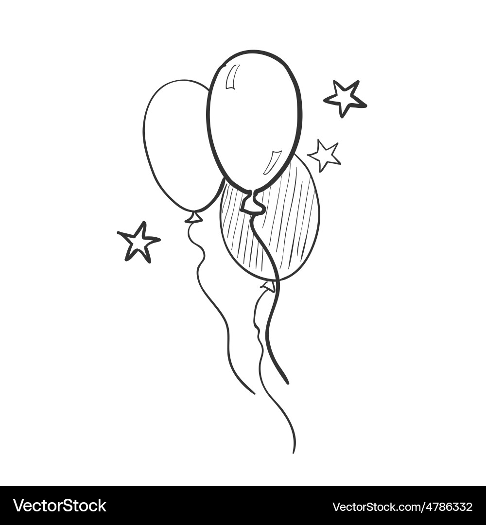Cute Doodle Balloons Vector Image