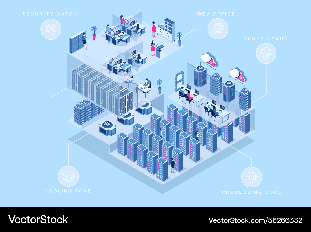 Data center 3d isometric concept for web design Data center 3d isometric concept for web design vector image