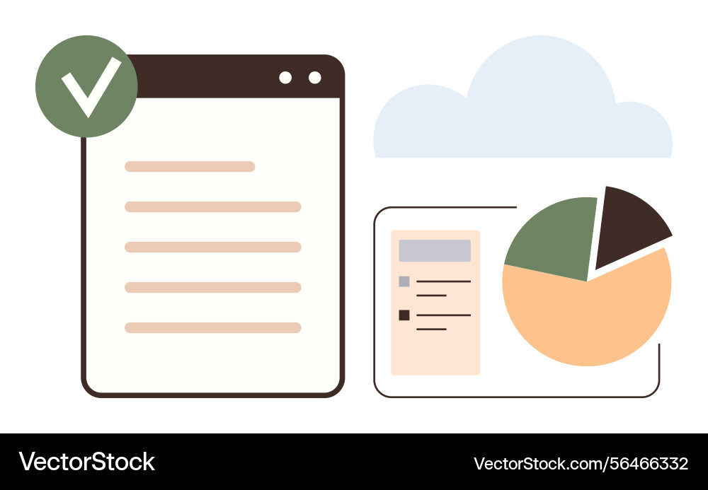 Data presentation with checklist pie chart vector image