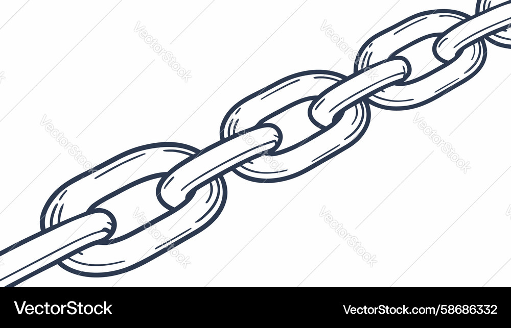 Diagonal pattern of interconnected chain links Vector Image