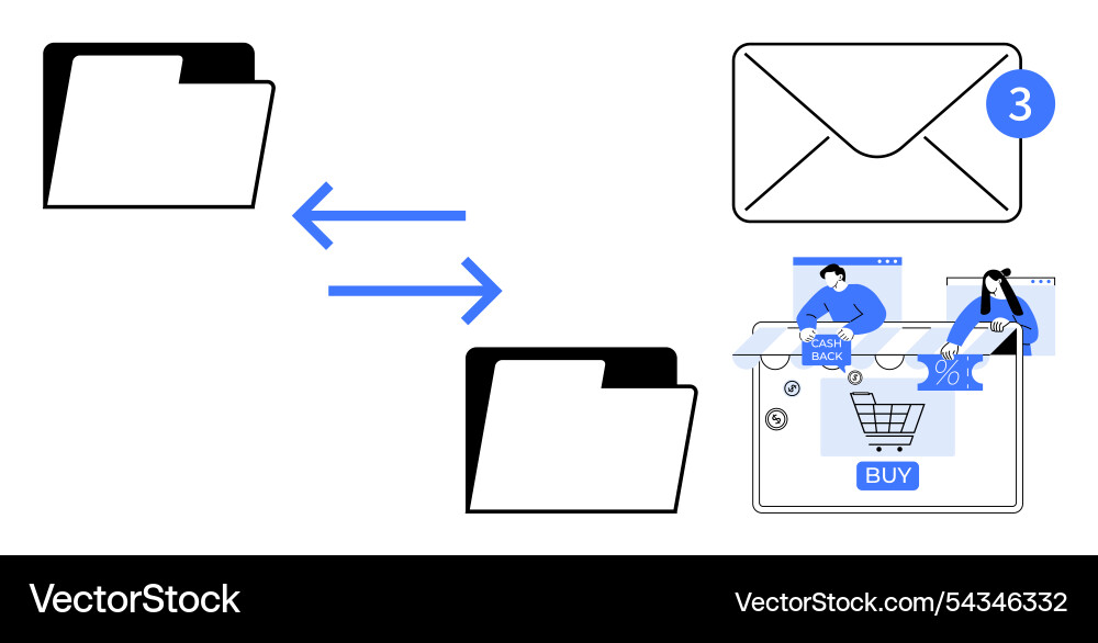 Digital communication and file exchange Digital communication and file exchange vector image