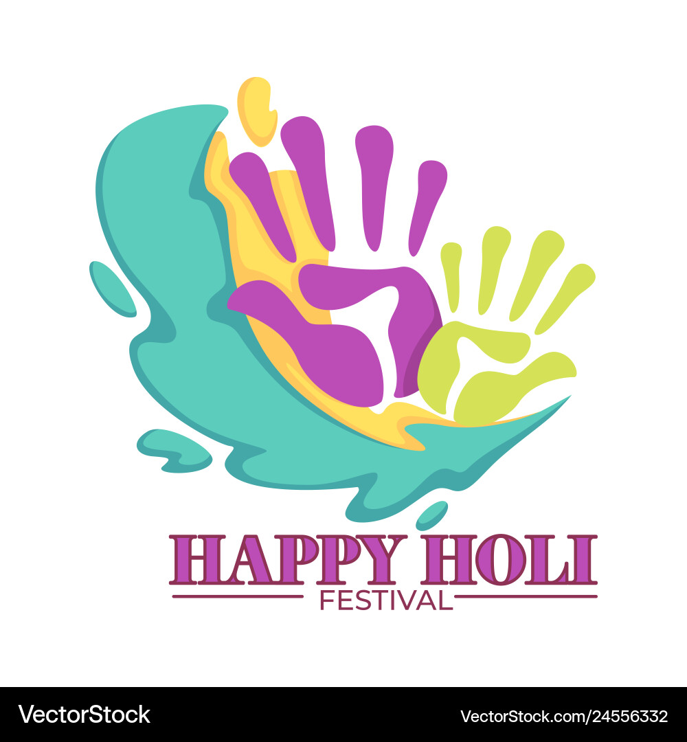 Happy Holi Festival farbige Palmendrucke lebendig Happy Holi Festival farbige Palmendrucke lebendig vektorbild