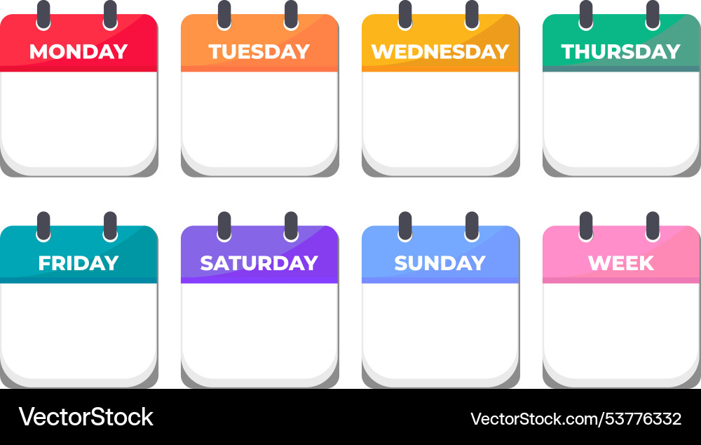 Week calendar schedule template design Week calendar schedule template design vector image