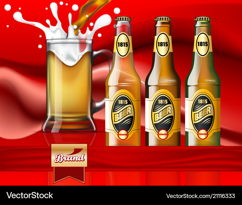 Beer ads design three different types of Vector Image