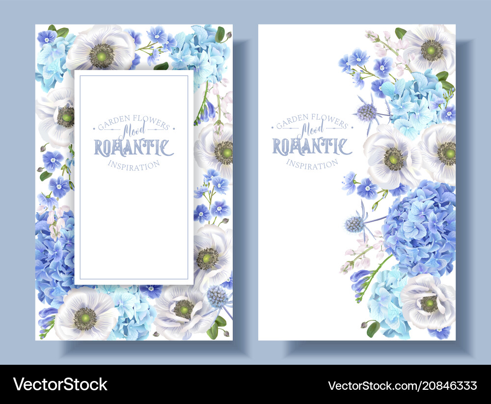 Blue Anemone Floral Banners Vector Image