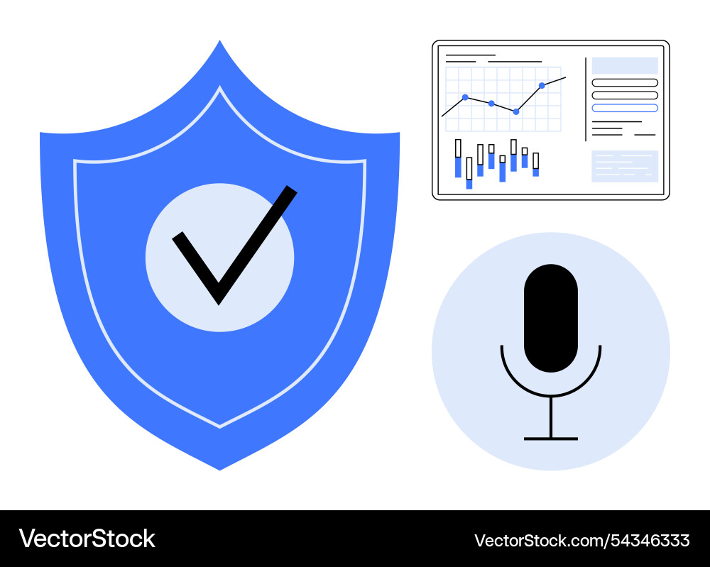 Cybersecurity analytics with shield checkmark vector image