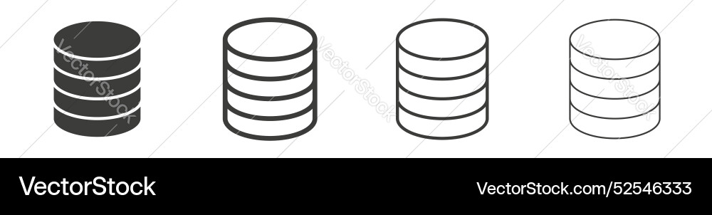 Cylinder database icon set on white background Cylinder database icon set on white background vector image