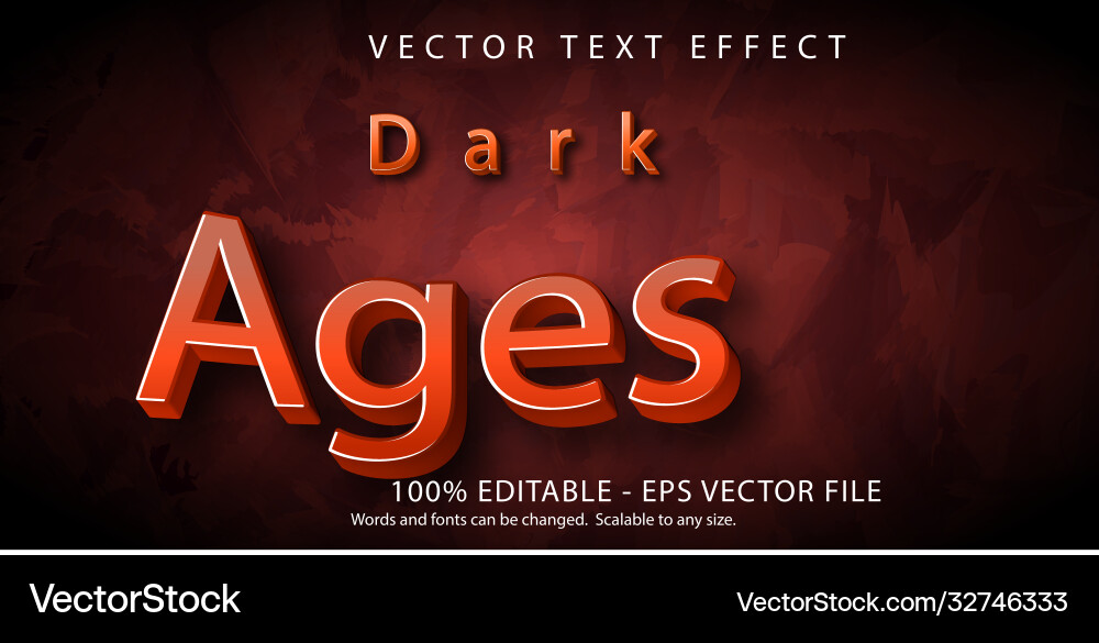 Dark ages text game style editable effect Dark ages text game style editable effect Vector Image