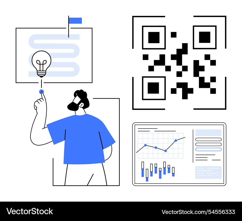 Modern businessman analyzing data and generating Modern businessman analyzing data and generating vector image