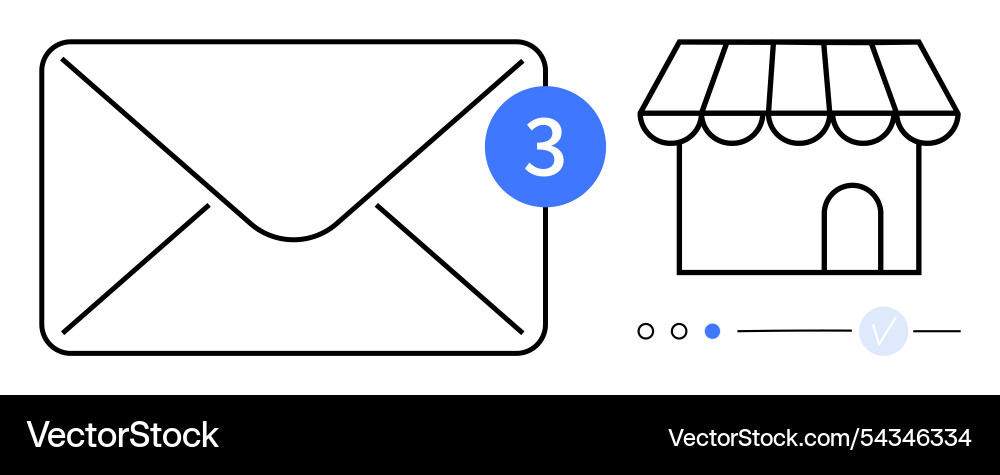 Envelope with notification badge and storefront Vector Image
