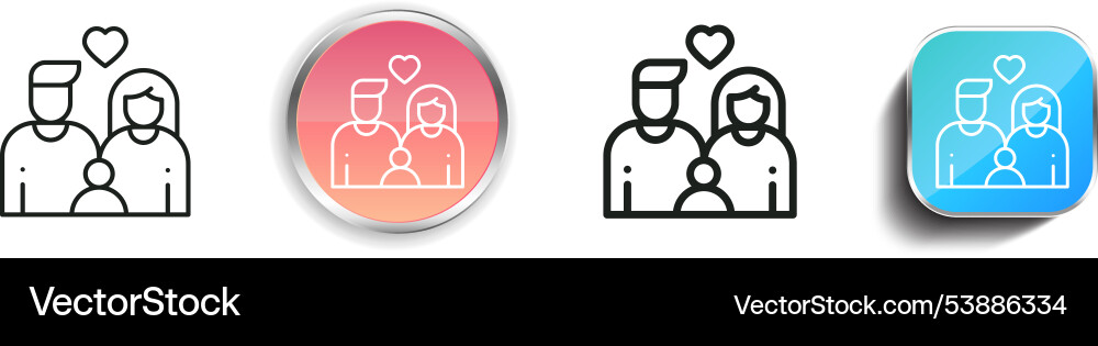 Family icon thin linear regular and button style Family icon thin linear regular and button style vector image