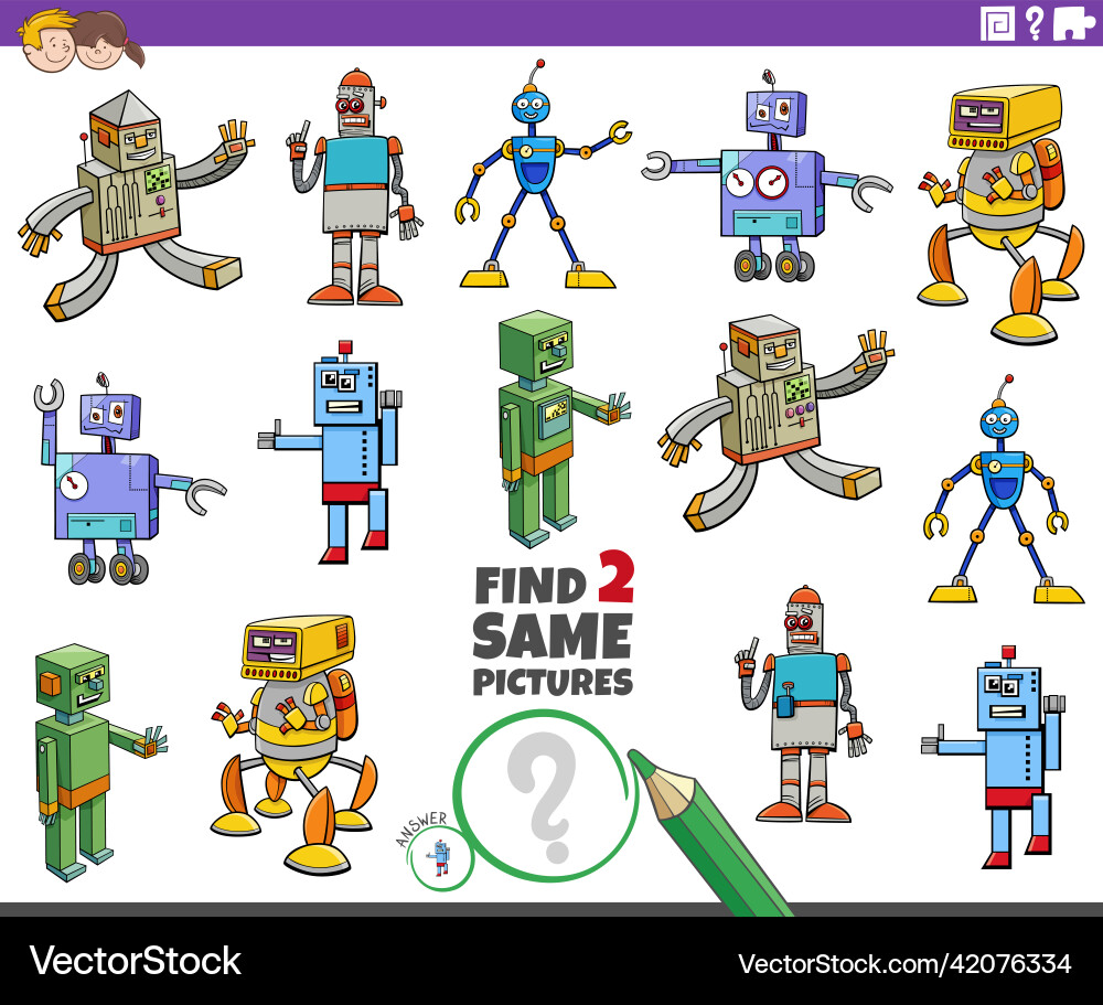 Find Two Matching Robots vector image