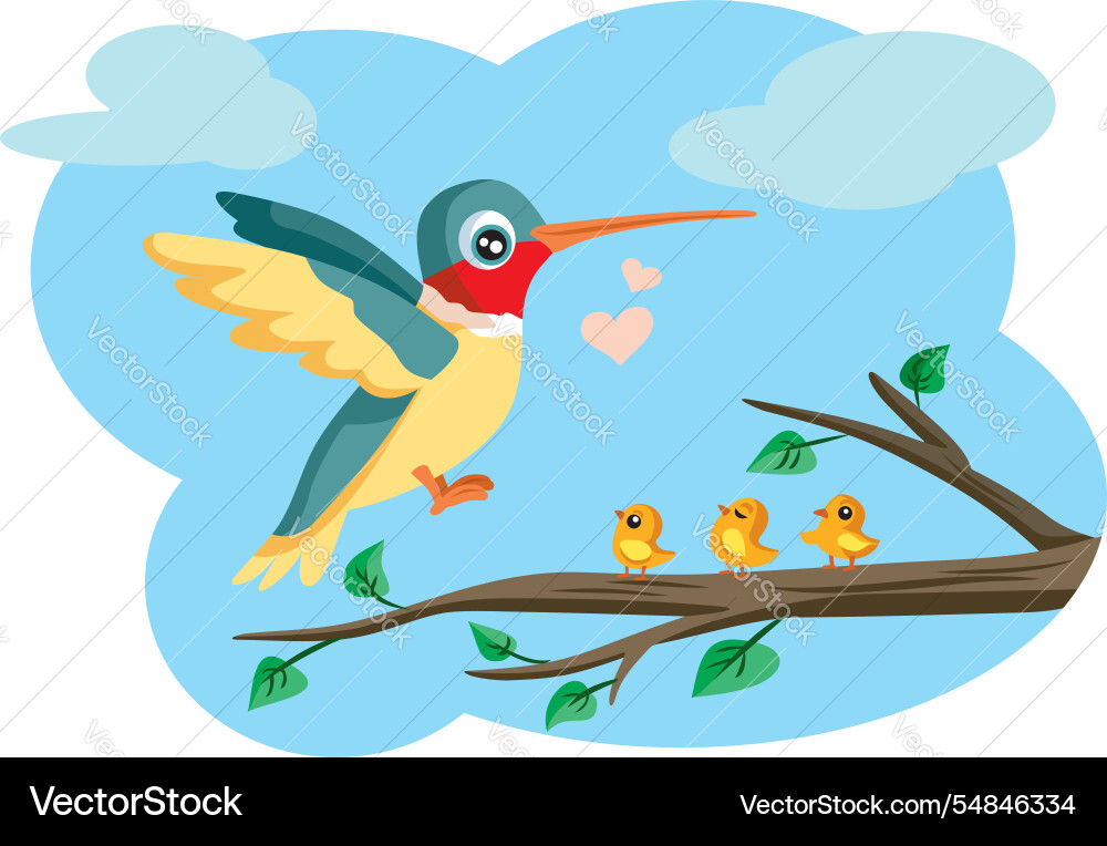 Hummingbird parenting supervision offspring Hummingbird parenting supervision offspring vector image