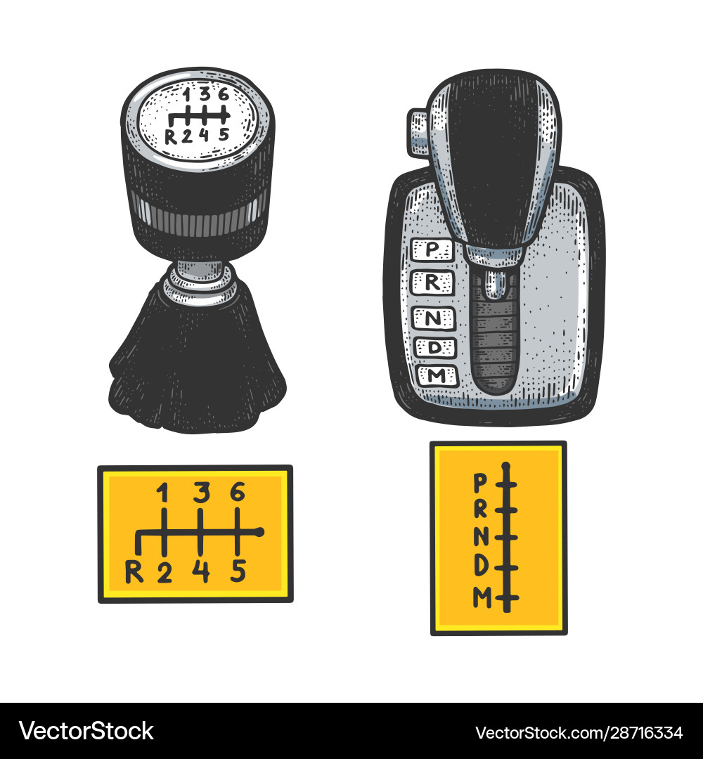 Manual and automatic transmission set sketch Manual and automatic transmission set sketch vector image