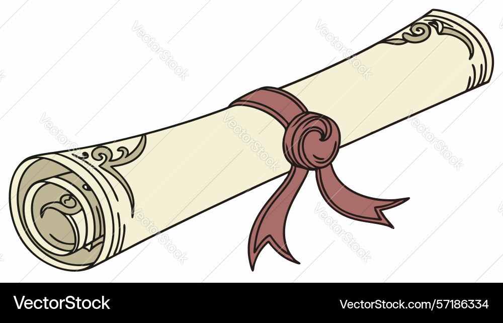 Old paper scroll ribbon design generative ai Vector Image