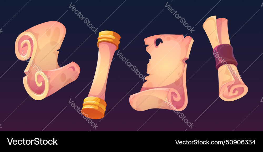 Parchment scroll for game ui design Parchment scroll for game ui design vector image