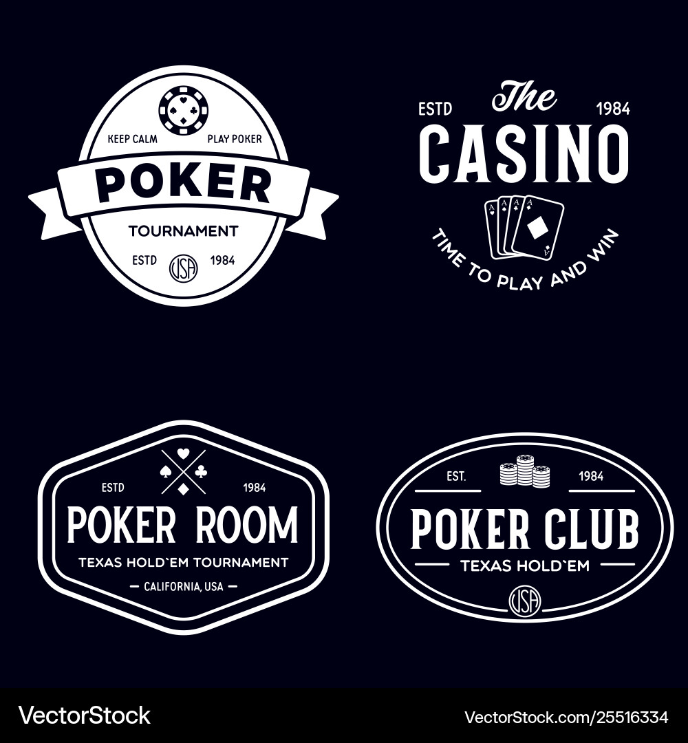 Poker Club & Tournament Labels Vector Image