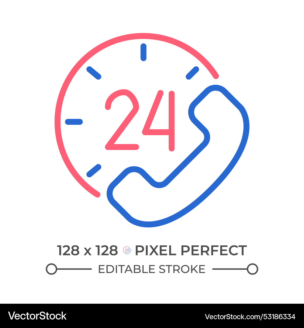 Round-the-clock support two color line icon Round-the-clock support two color line icon vector image