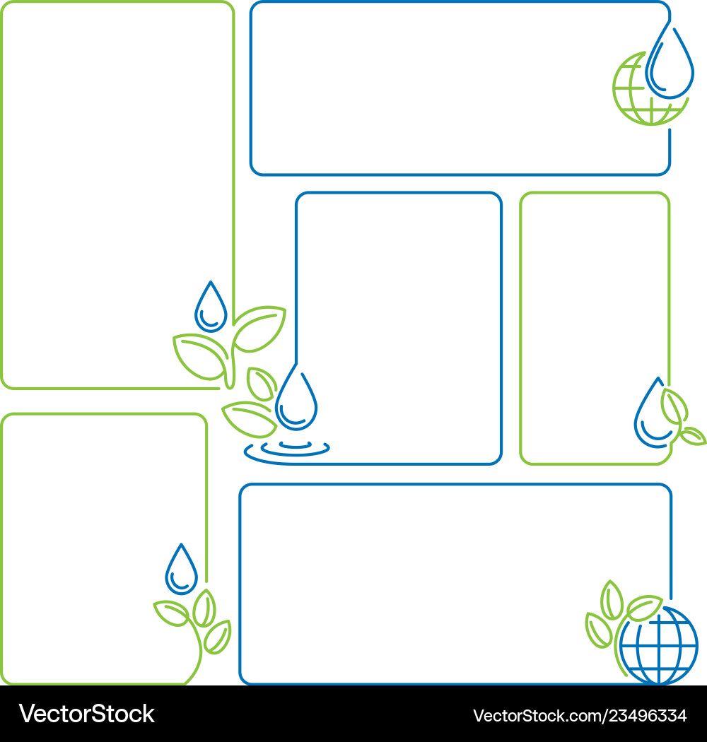 Water drop sprout ecology set of banner frames vector image