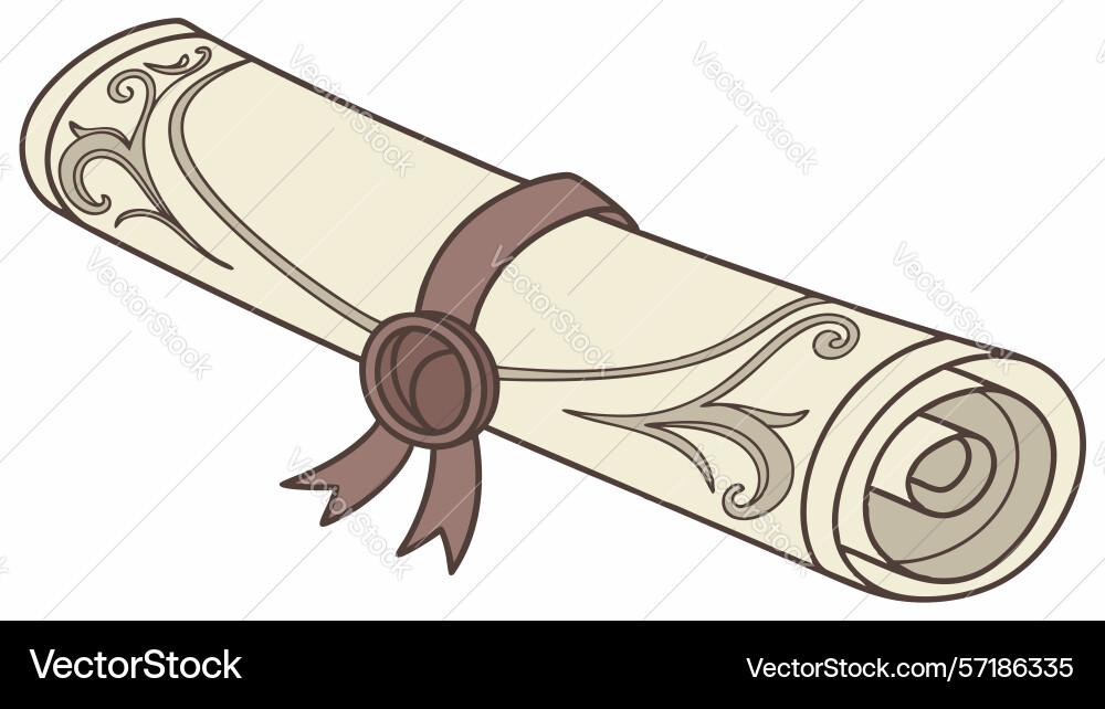 Aged paper scroll ribbon design generative vector image