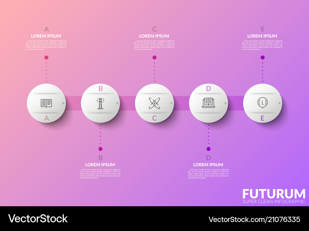 Five white round elements with linear icons Five white round elements with linear icons vector image