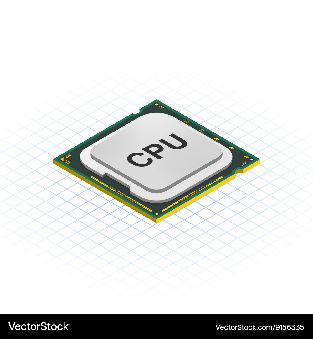 Isometric CPU Component Vector Image
