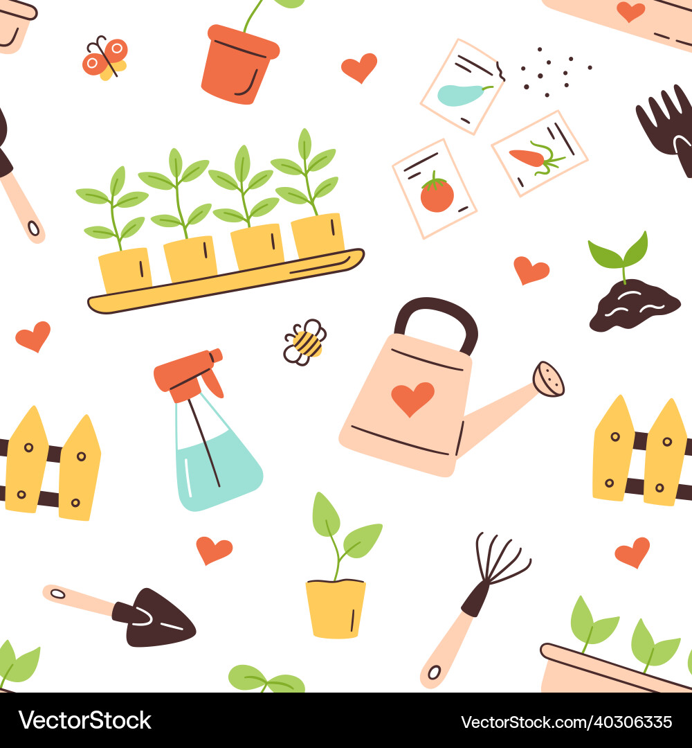 Seamless pattern with seeds and seedlings Seamless pattern with seeds and seedlings vector image