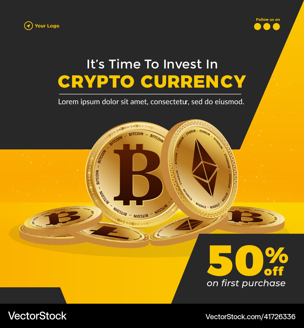 Banner design of crypto currency – Royalty-Free Vector | VectorStock