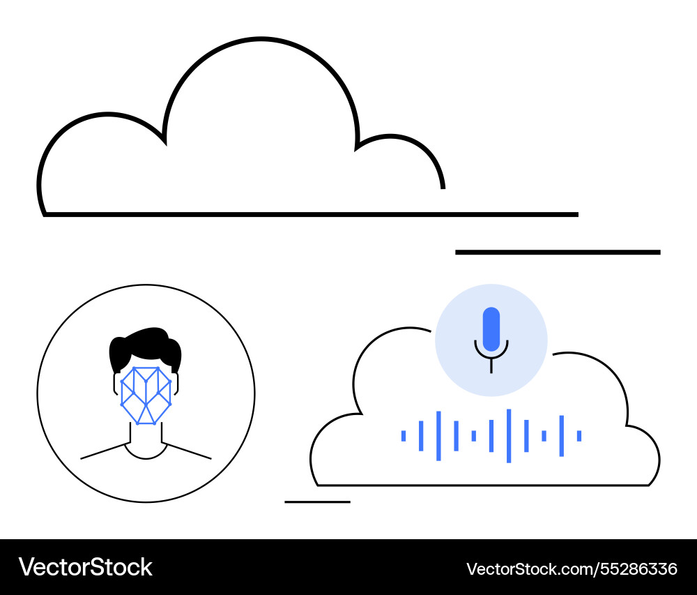 Cloud data integration with ai voice recognition Cloud data integration with ai voice recognition vector image