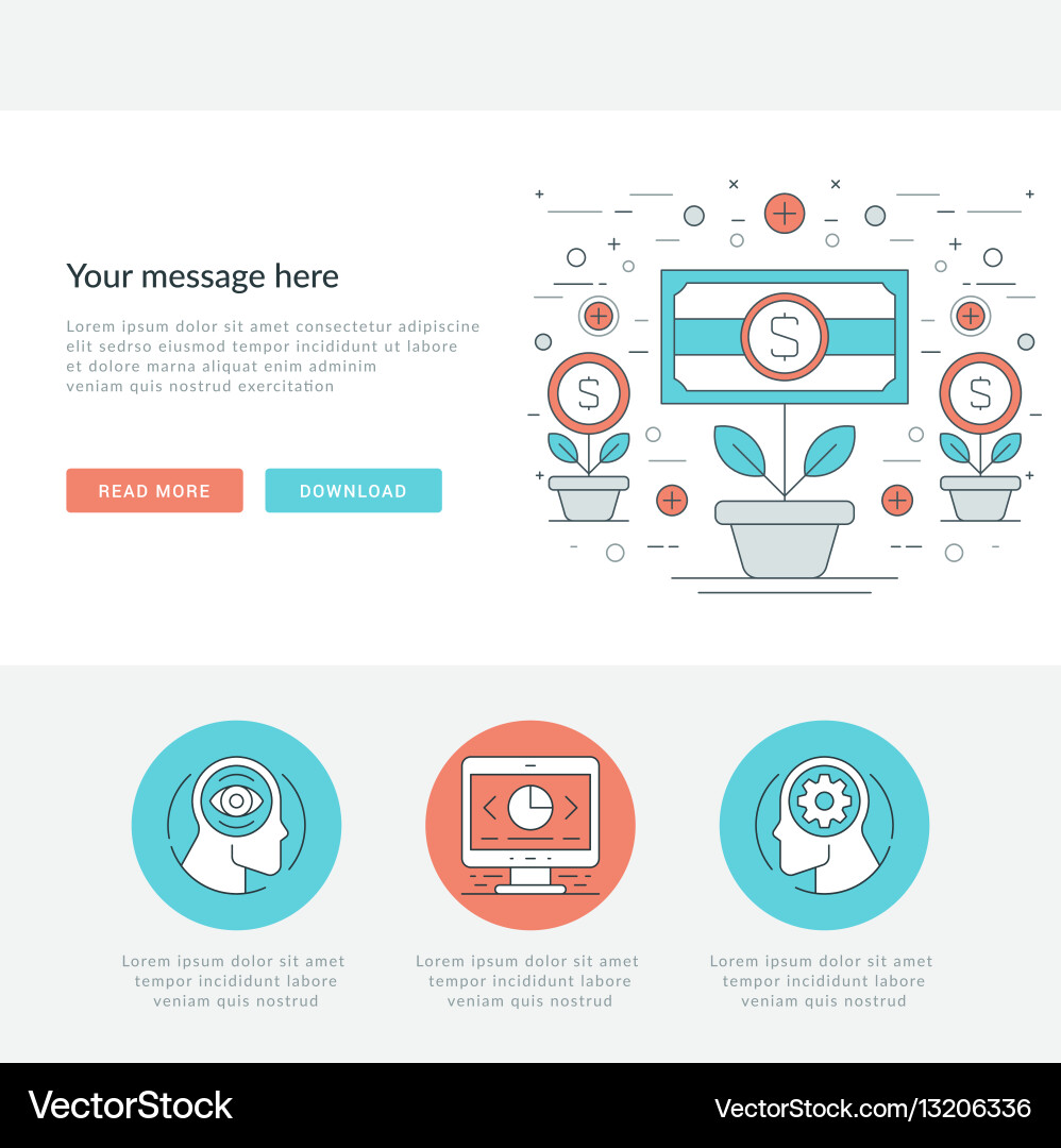 Flat line business concept web site header vector image