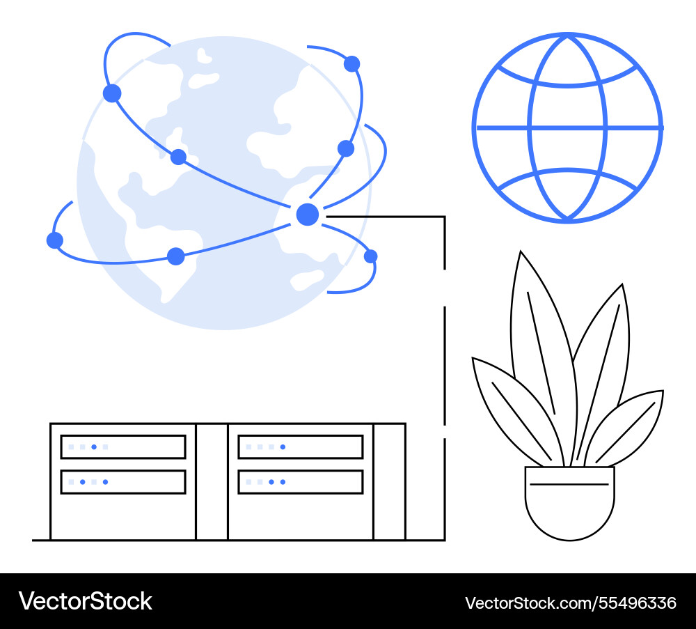 Global network connectivity and data servers Global network connectivity and data servers vector image