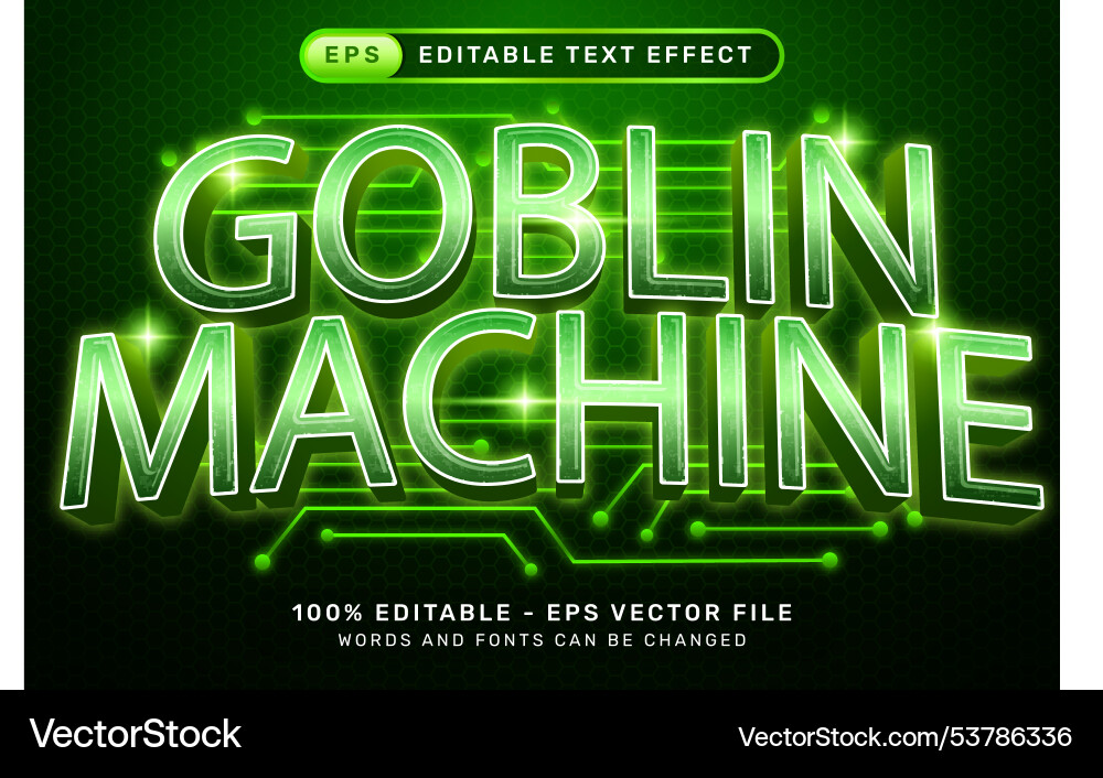 Goblin machine 3d text effect Goblin machine 3d text effect vector image