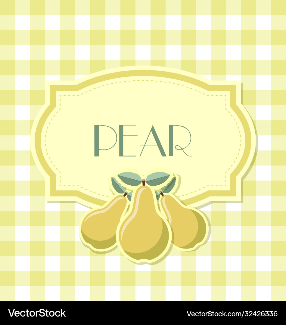 Pear label in retro style on squared background Pear label in retro style on squared background vector image